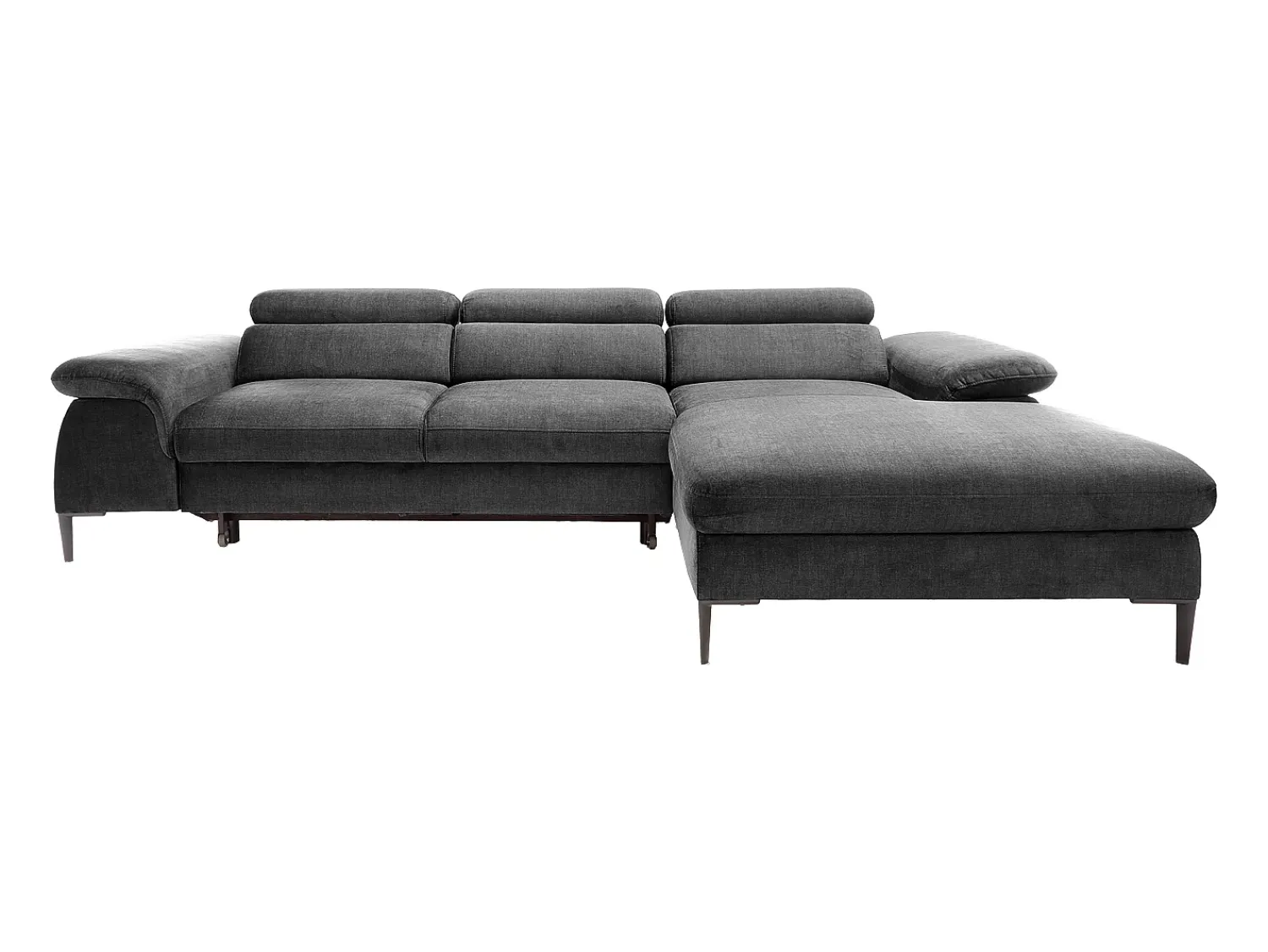 Hot Vente-unique Sofá de canto direito convertível em veludo antracite design SEPINA de Pascal Morabito Cinza antracite