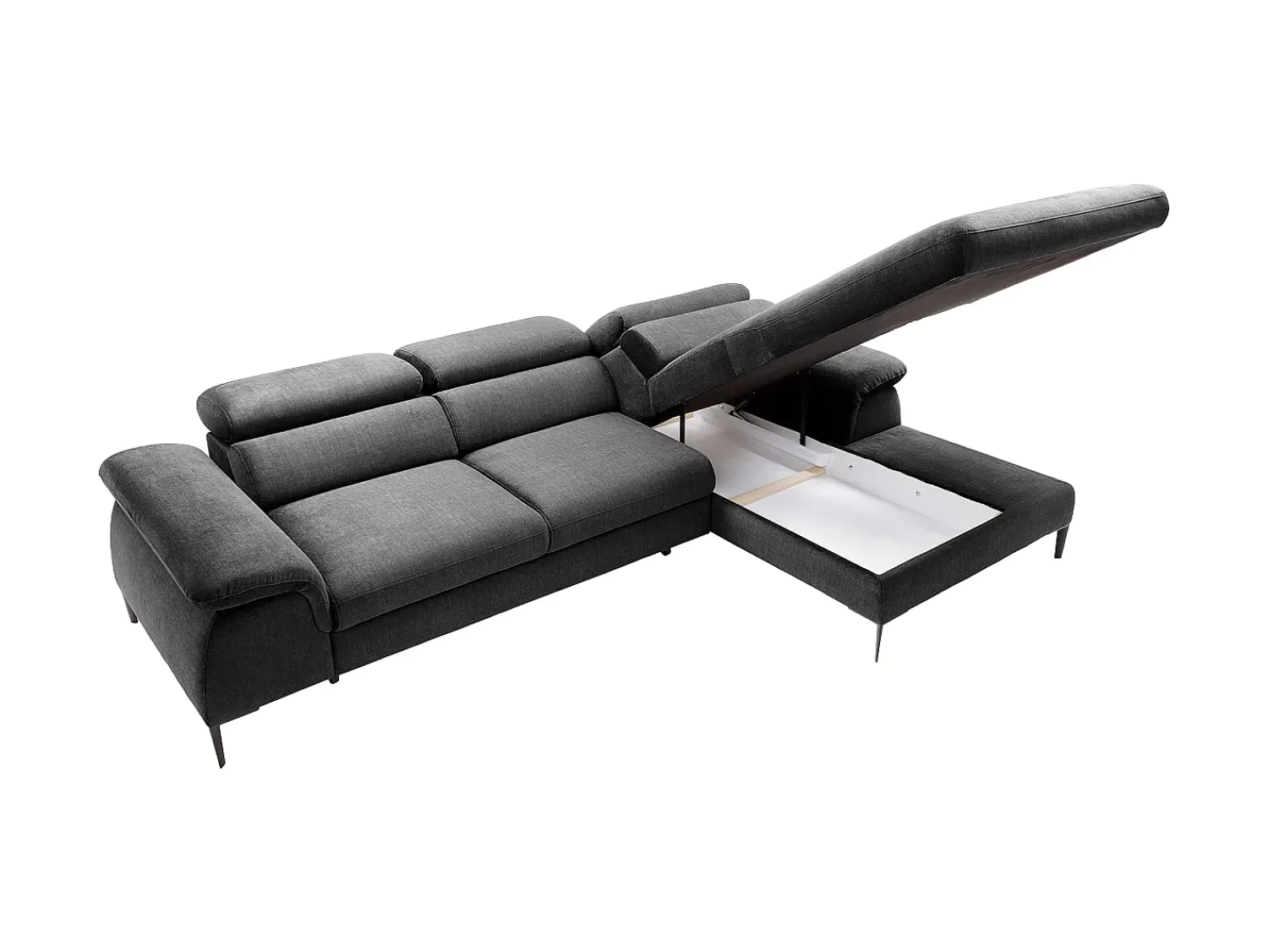 Hot Vente-unique Sofá de canto direito convertível em veludo antracite design SEPINA de Pascal Morabito Cinza antracite