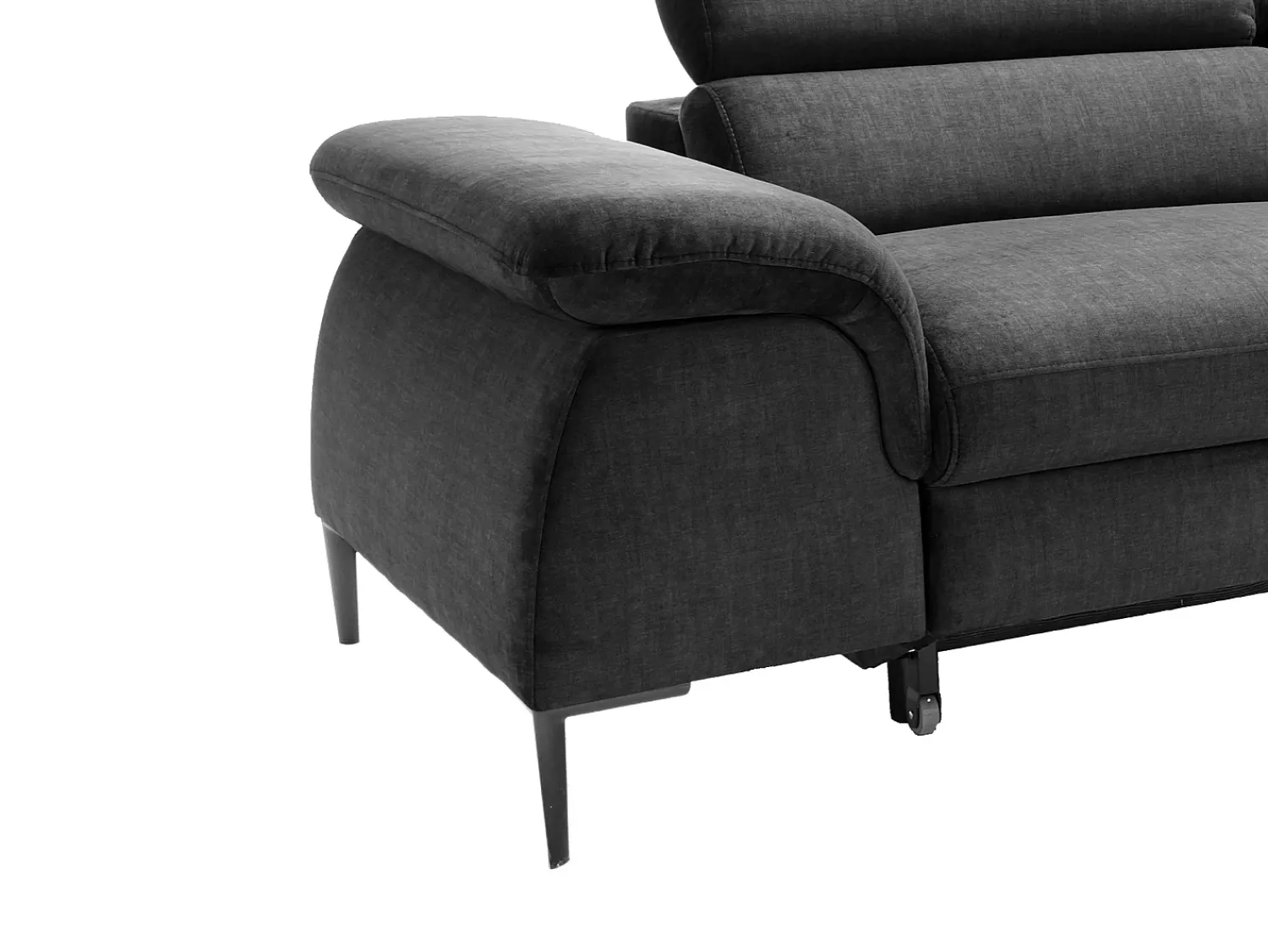 Hot Vente-unique Sofá de canto direito convertível em veludo antracite design SEPINA de Pascal Morabito Cinza antracite