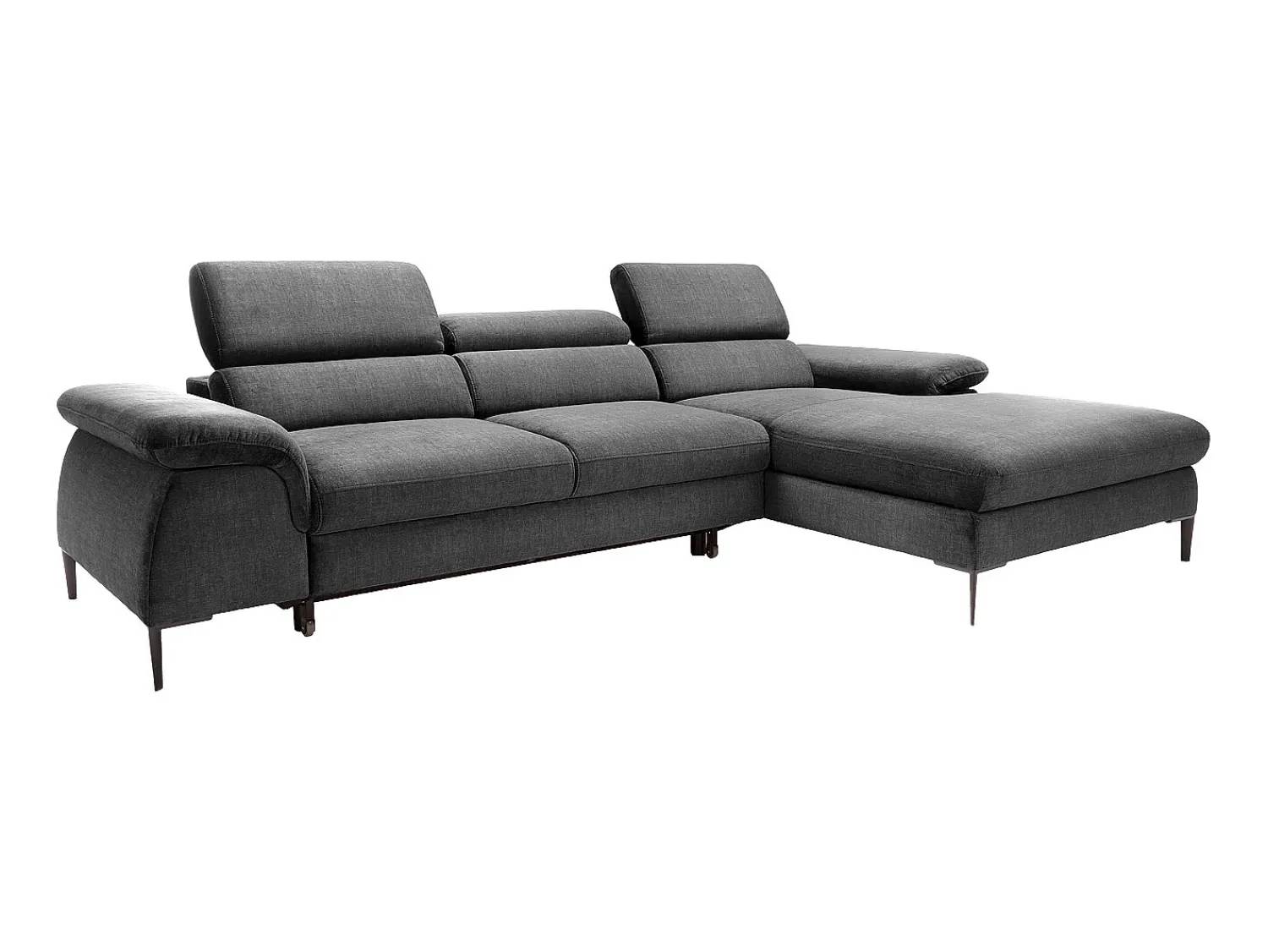 Hot Vente-unique Sofá de canto direito convertível em veludo antracite design SEPINA de Pascal Morabito Cinza antracite