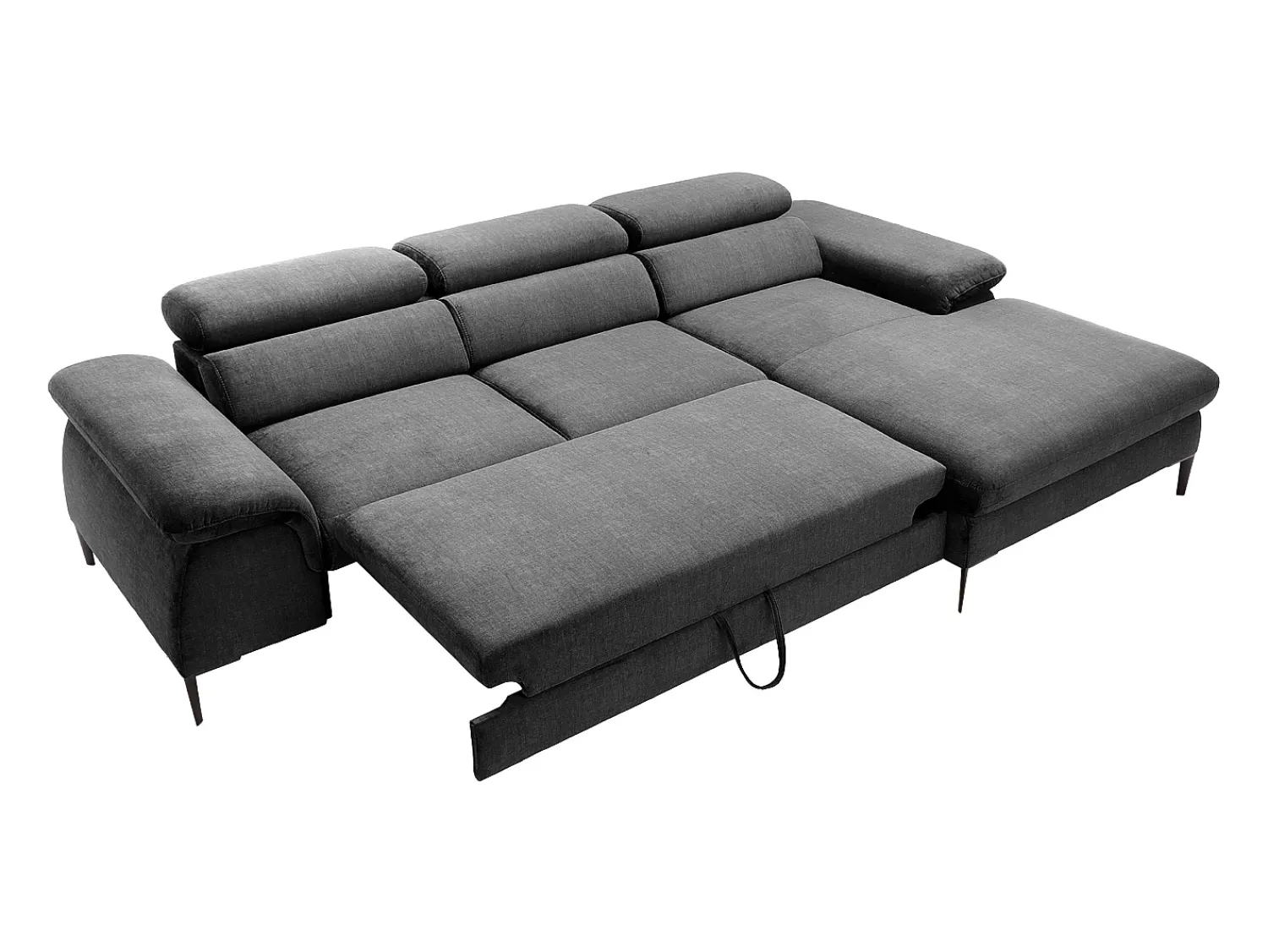 Hot Vente-unique Sofá de canto direito convertível em veludo antracite design SEPINA de Pascal Morabito Cinza antracite