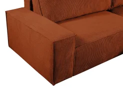 Sofá*Vente-unique Sofá de canto direito convertível em veludo canelado AMELIA Terracota
