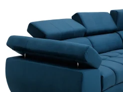 Sofá|Vente-unique Sofá de canto direito convertível em veludo NIACATO Azul
