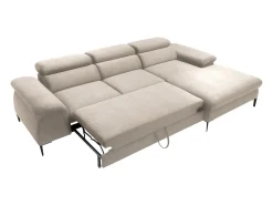 Sofá*Vente-unique Sofá de canto direito convertível veludo design SEPINA de Pascal Morabito Bege