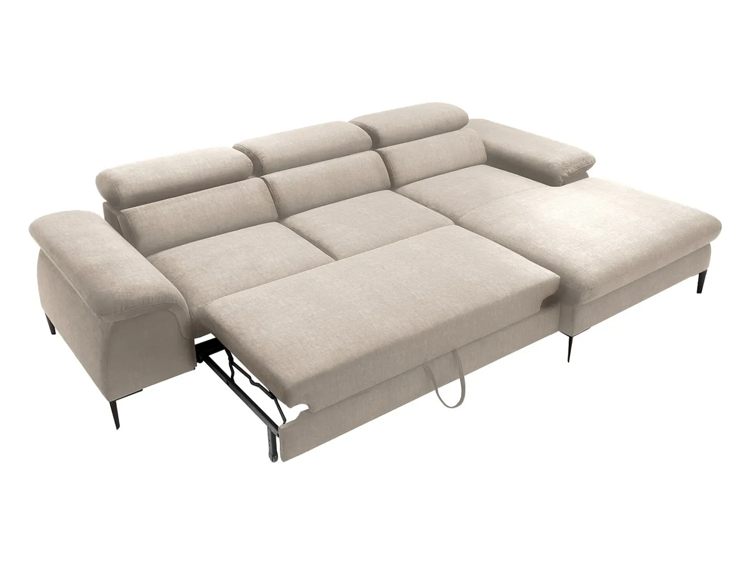 Sofá*Vente-unique Sofá de canto direito convertível veludo design SEPINA de Pascal Morabito Bege