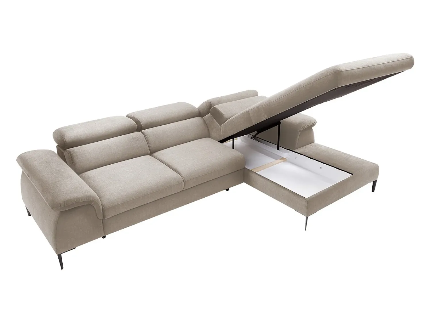 Sofá*Vente-unique Sofá de canto direito convertível veludo design SEPINA de Pascal Morabito Bege