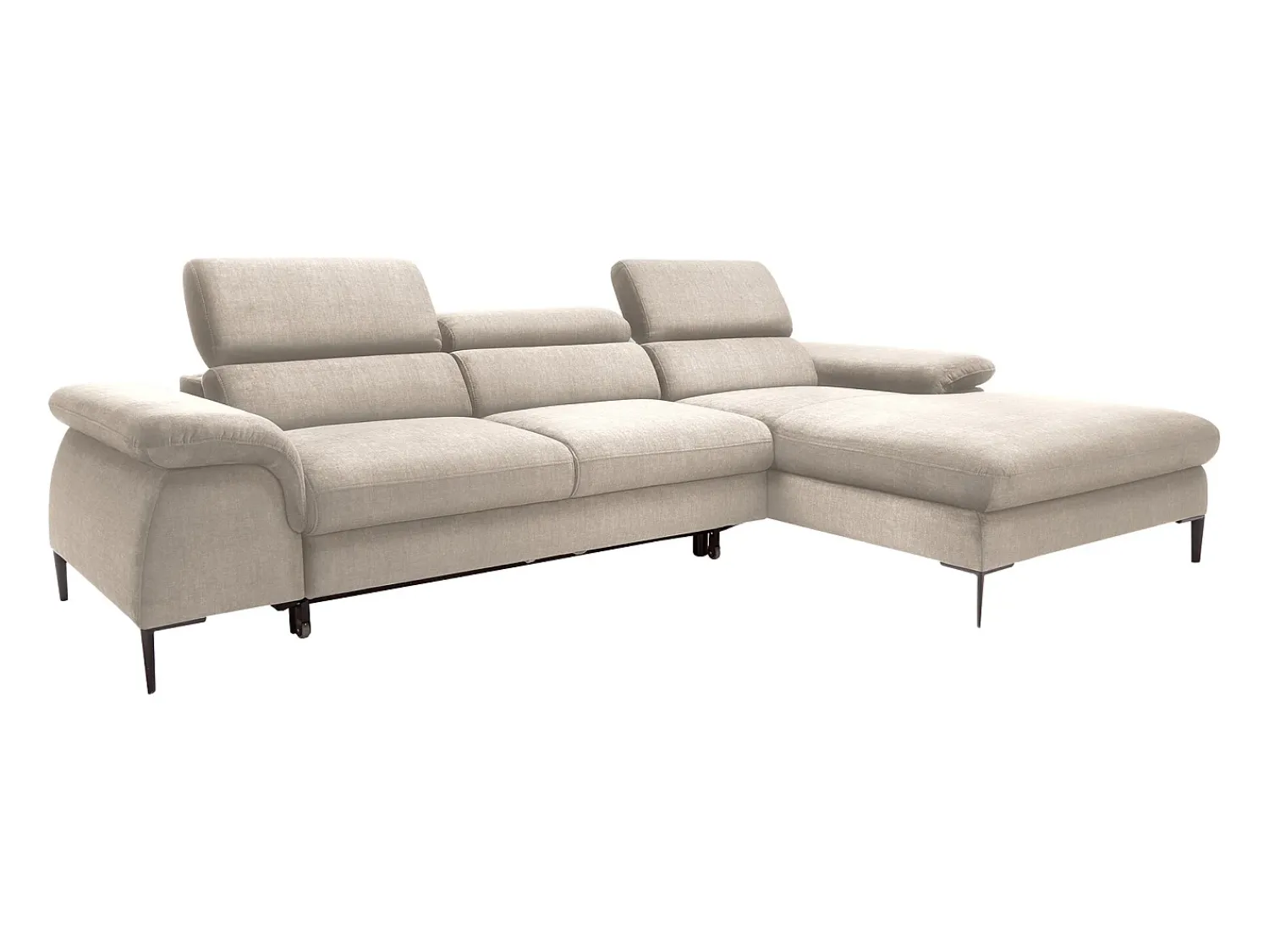 Sofá*Vente-unique Sofá de canto direito convertível veludo design SEPINA de Pascal Morabito Bege