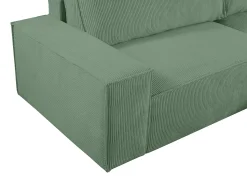 Vente-unique Sofá de canto direito convertível em veludo canelado verde amêndoa AMELIA^ Sofá