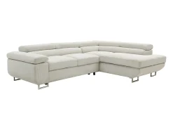 Discount Vente-unique Sofá de canto direito convertível veludo canelado NURAZIO Bege