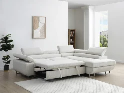 Discount Vente-unique Sofá de canto direito convertível veludo canelado NURAZIO Bege
