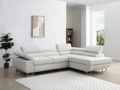 Discount Vente-unique Sofá de canto direito convertível veludo canelado NURAZIO Bege