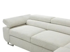Discount Vente-unique Sofá de canto direito convertível veludo canelado NURAZIO Bege