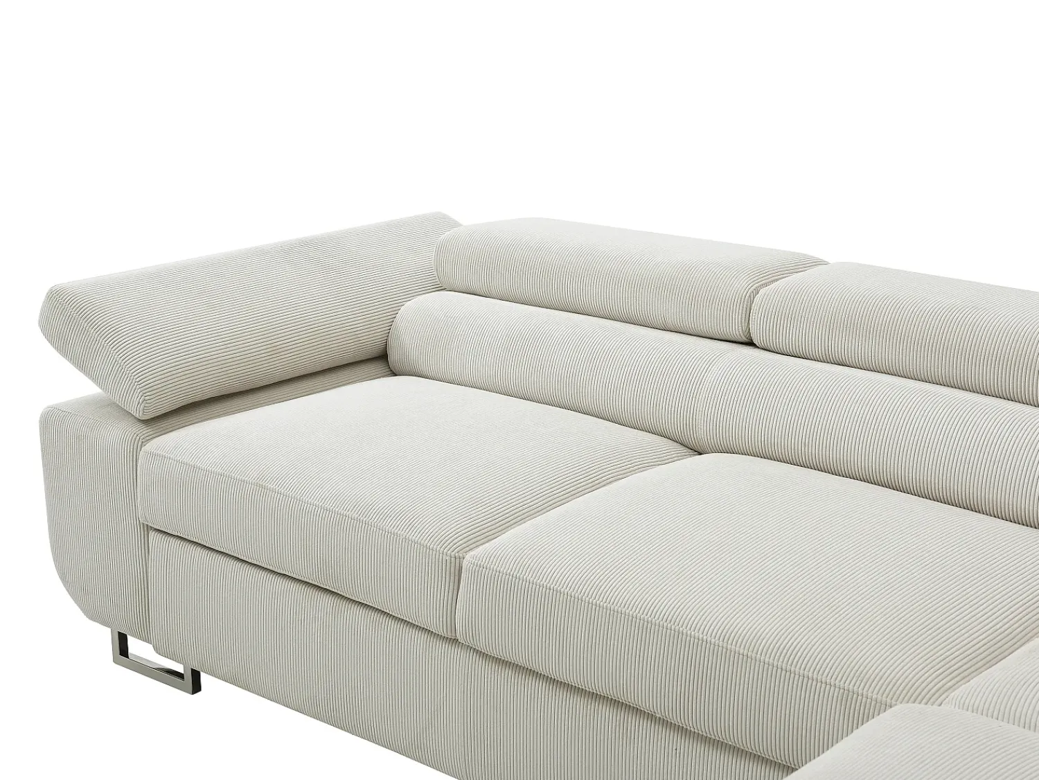 Discount Vente-unique Sofá de canto direito convertível veludo canelado NURAZIO Bege