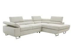 Discount Vente-unique Sofá de canto direito convertível veludo canelado NURAZIO Bege