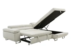 Discount Vente-unique Sofá de canto direito convertível veludo canelado NURAZIO Bege
