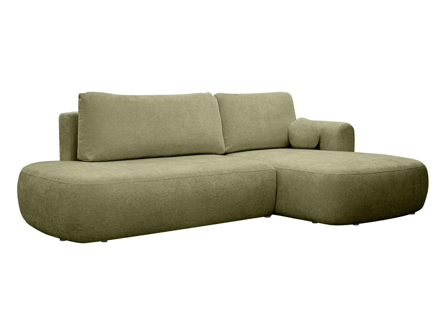Sofá*Maison Céphy Sofá de canto direito convertível tecido chenille verde BROCARO de Caqui