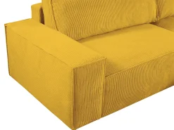 Clearance Vente-unique Sofá de canto direito convertível em veludo canelado AMELIA Amarelo