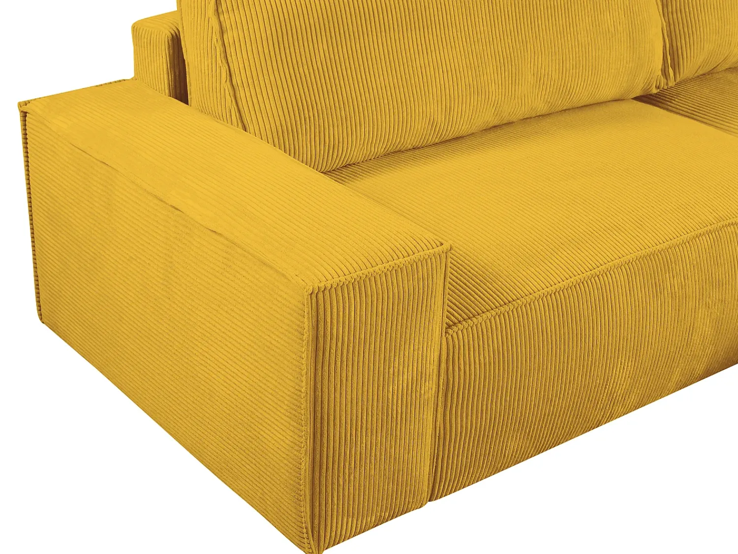 Clearance Vente-unique Sofá de canto direito convertível em veludo canelado AMELIA Amarelo