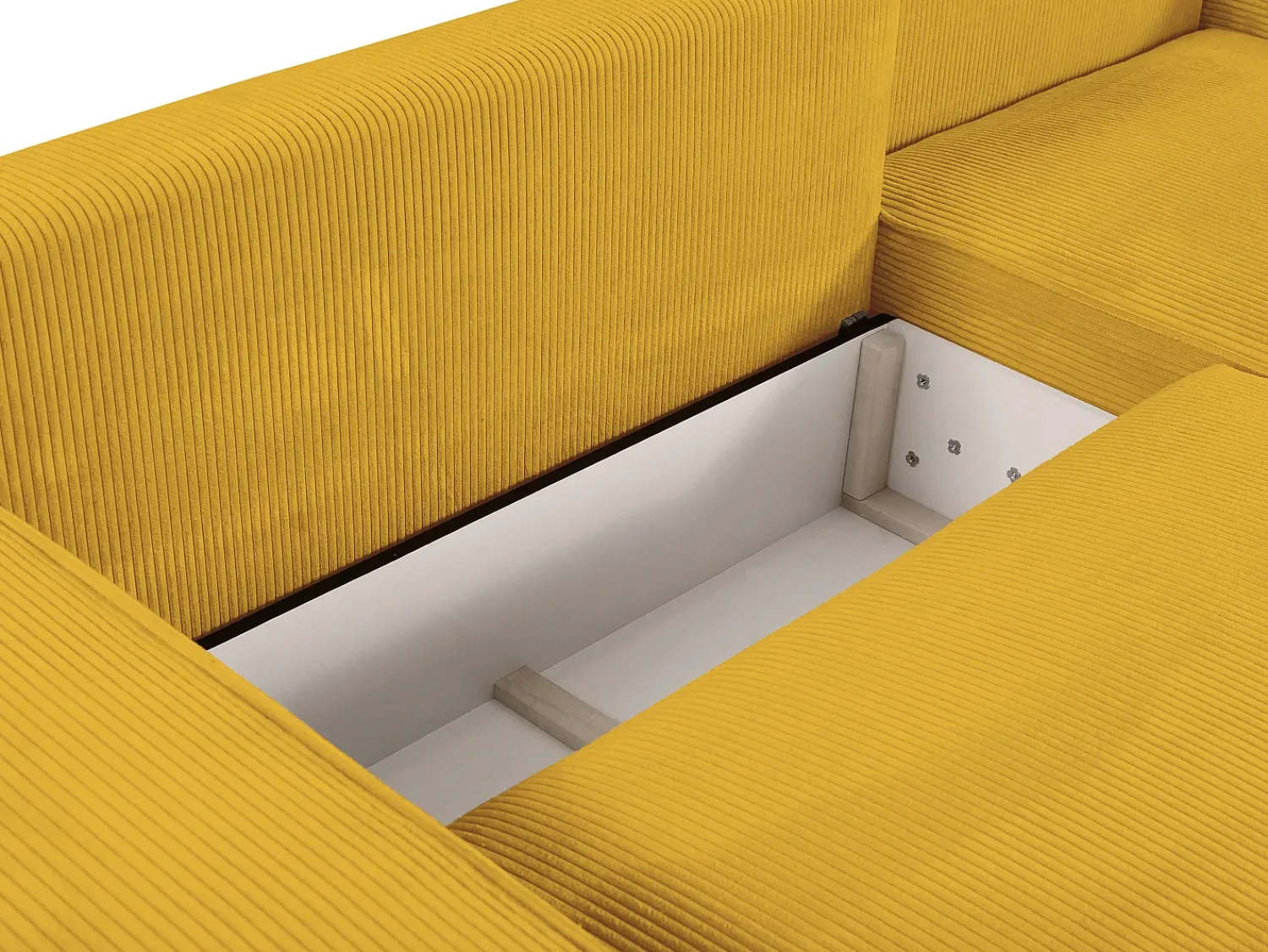 Clearance Vente-unique Sofá de canto direito convertível em veludo canelado AMELIA Amarelo