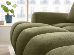 Sofá|Vente-unique Sofá de canto direito convertível em tecido chenille bege FARNETA Verde