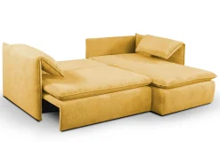 Best Vente-unique Sofá de canto direito convertível em veludo canelado amarelo - TEODORA de PASCAL MORABITO Amarelo mostarda