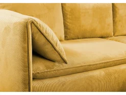 Best Vente-unique Sofá de canto direito convertível em veludo canelado amarelo - TEODORA de PASCAL MORABITO Amarelo mostarda