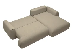 Sofá|Vente-unique Sofá de canto direito convertível deslizante em tecido chenille cor castanho acinzentado MONELIA Taupe