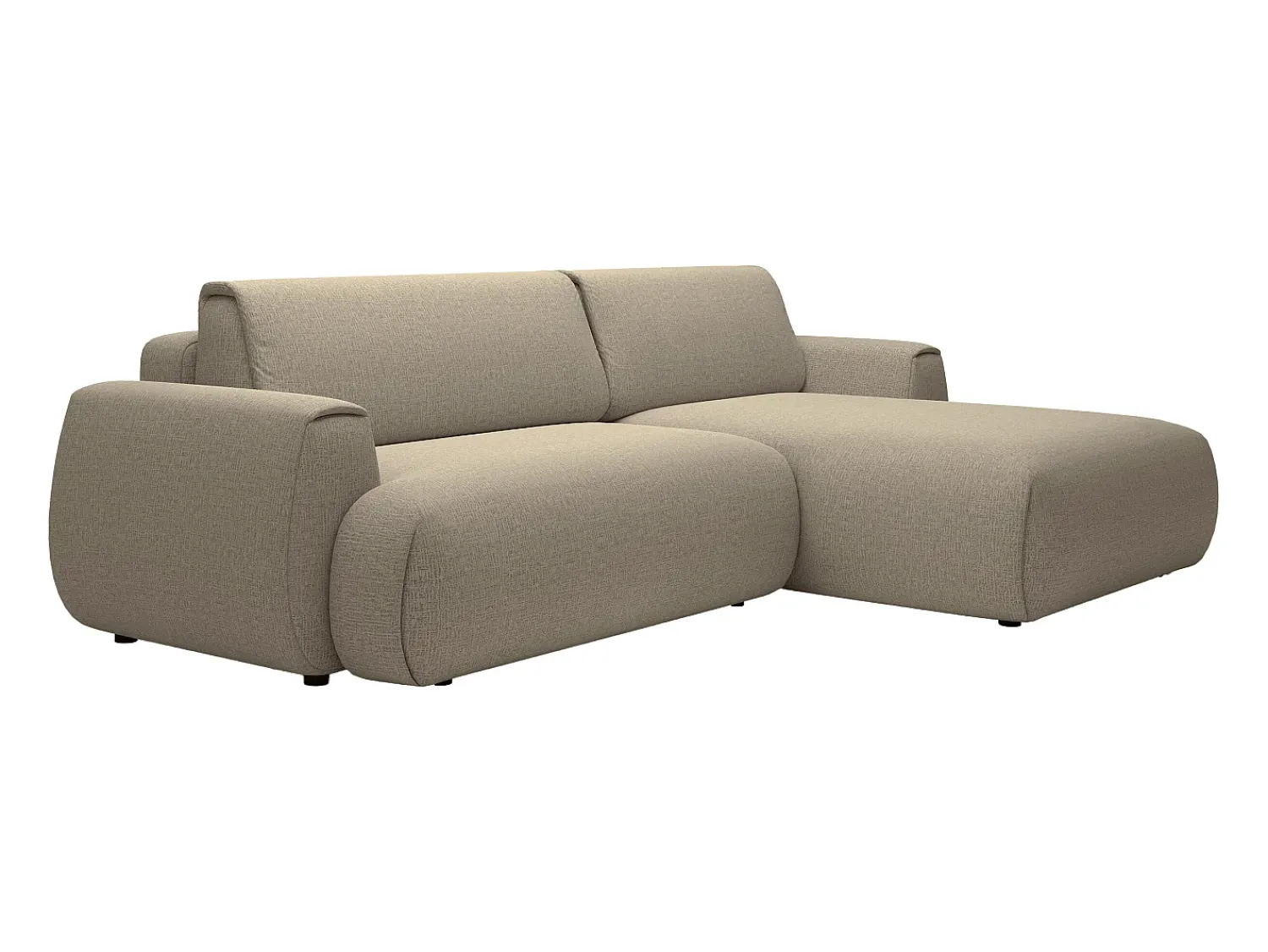 Sofá|Vente-unique Sofá de canto direito convertível deslizante em tecido chenille cor castanho acinzentado MONELIA Taupe