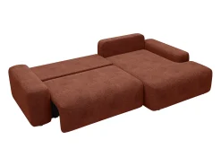 Hot Vente-unique Sofá de canto direito convertível tecido texturizado DAVISO Terracota