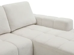 Sofá|Vente-unique Sofá de canto direito convertível em tecido chenille KOUMALO Bege