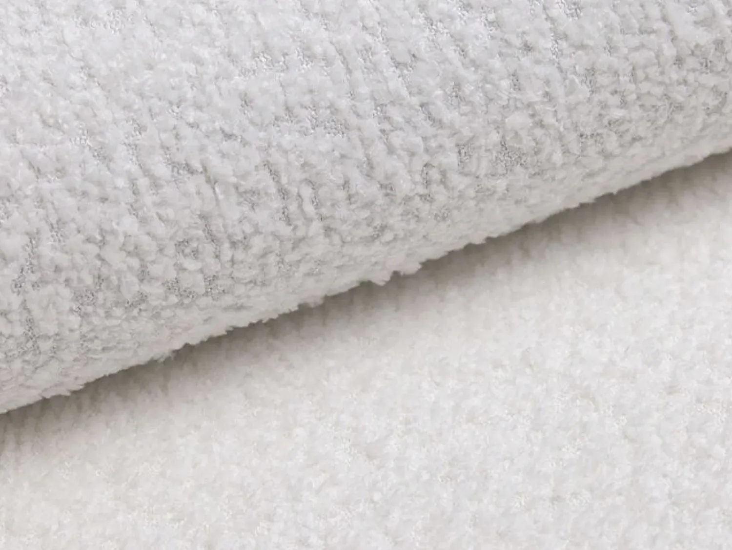 New Vente-unique Sofá de canto direito convertível em tecido bouclé JOLESA Branco