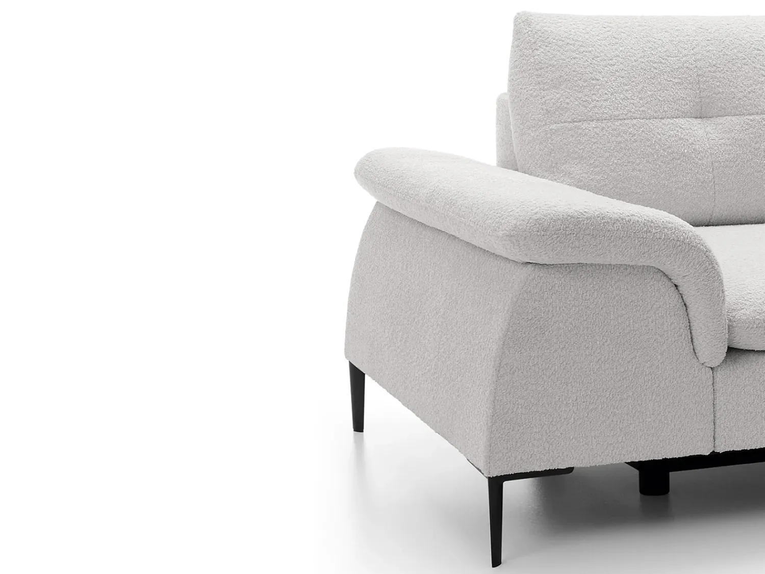 New Vente-unique Sofá de canto direito convertível em tecido bouclé JOLESA Branco