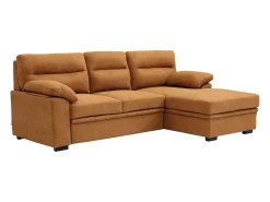 Discount Vente-unique Sofá de canto direito conversível em tecido ULENIO Terracota