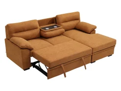 Discount Vente-unique Sofá de canto direito conversível em tecido ULENIO Terracota