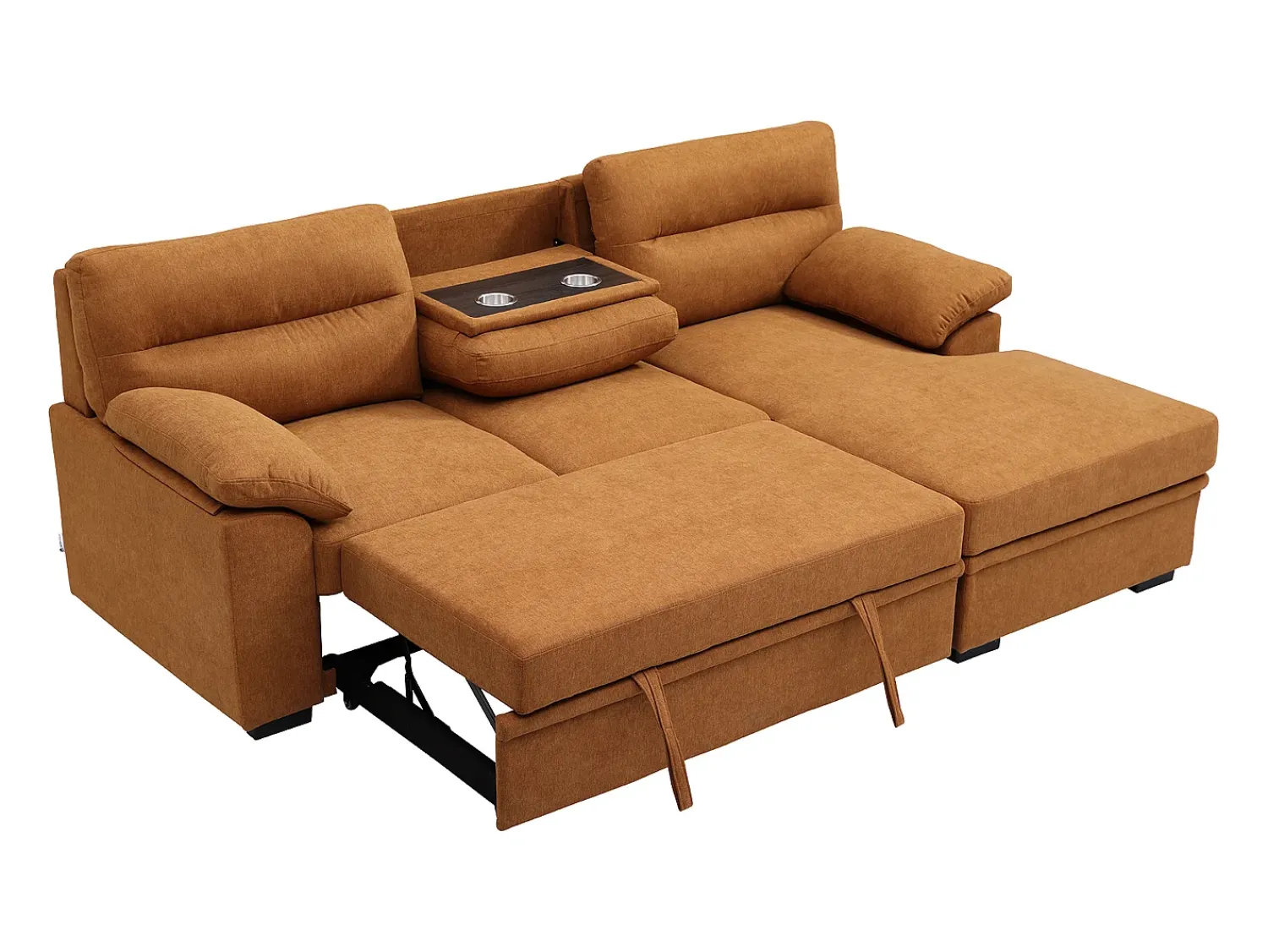 Discount Vente-unique Sofá de canto direito conversível em tecido ULENIO Terracota