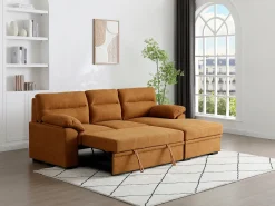 Discount Vente-unique Sofá de canto direito conversível em tecido ULENIO Terracota