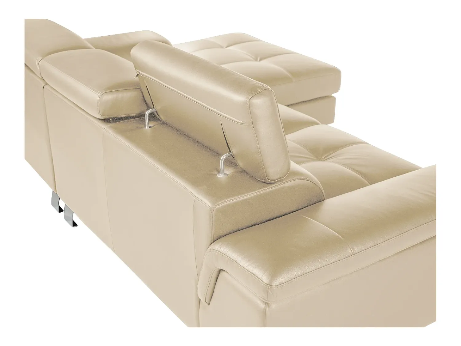 New Vente-unique Sofá de canto direito de pele de vaca MISHIMA Taupe