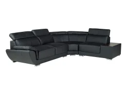 Sofá|LINEA SOFA Sofá de canto direito em pele de vaca NAHIA Preto