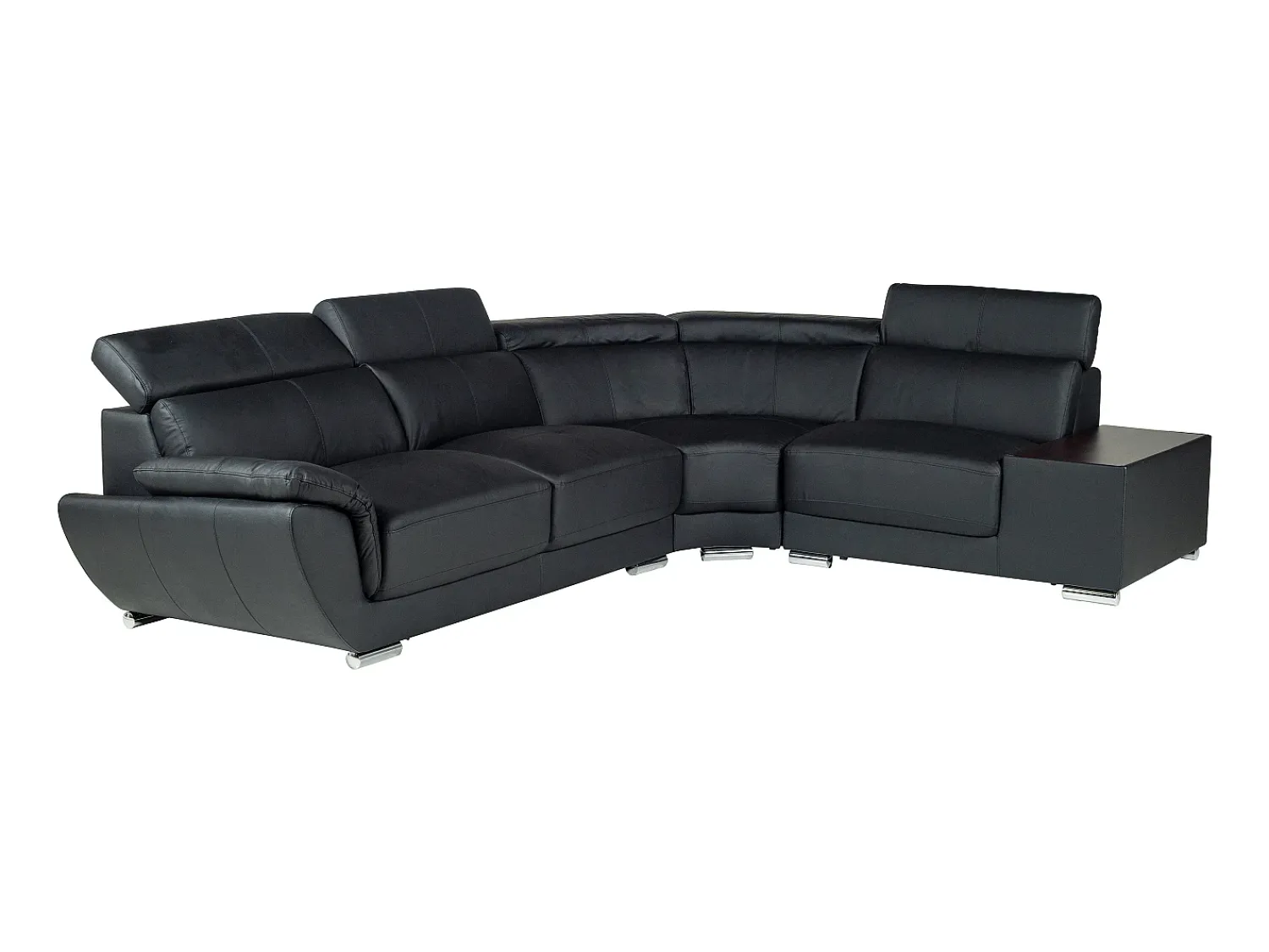 Sofá|LINEA SOFA Sofá de canto direito em pele de vaca NAHIA Preto