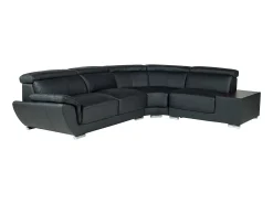 Sofá|LINEA SOFA Sofá de canto direito em pele de vaca NAHIA Preto