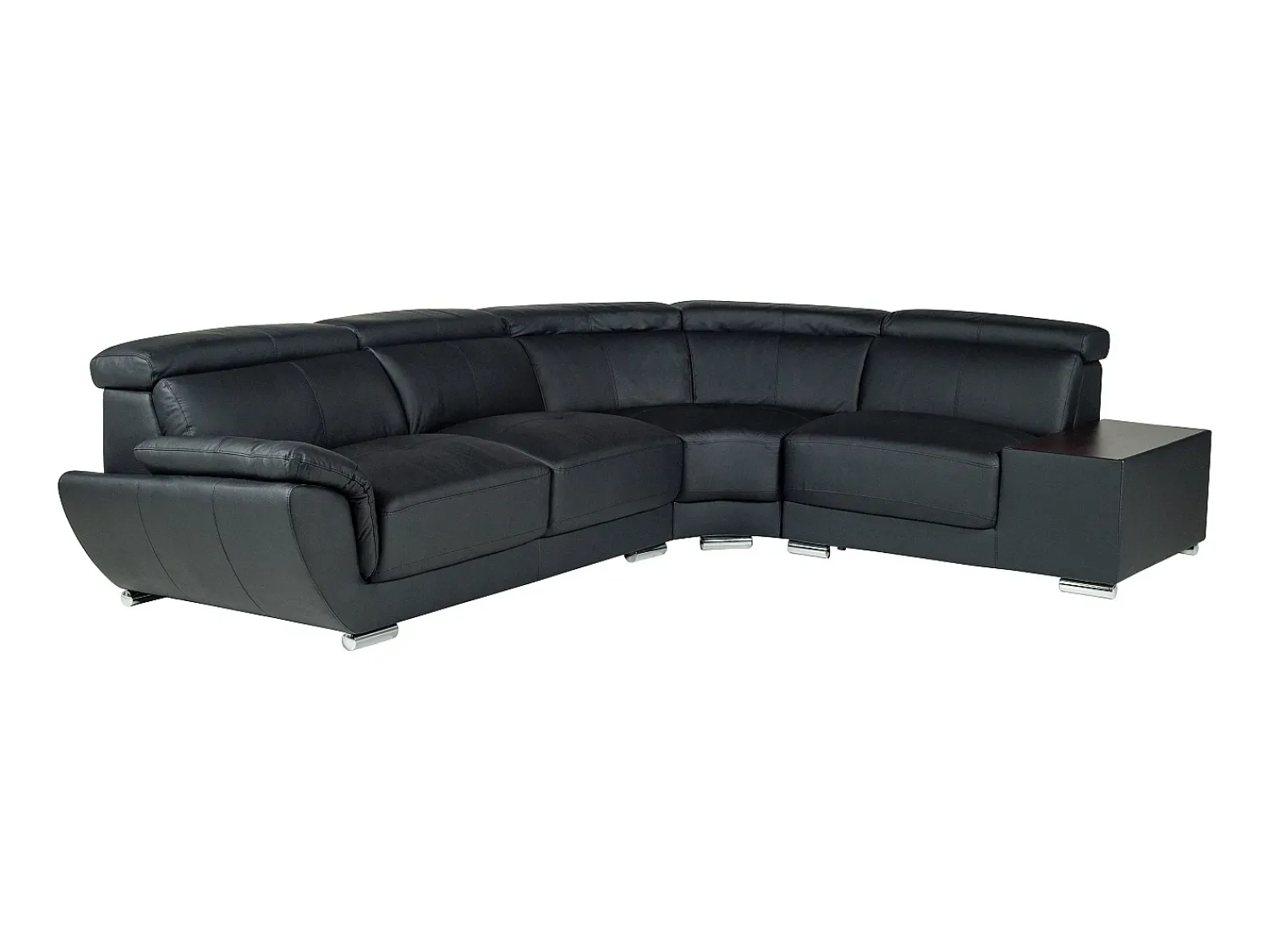 Sofá|LINEA SOFA Sofá de canto direito em pele de vaca NAHIA Preto