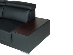 Sofá|LINEA SOFA Sofá de canto direito em pele de vaca NAHIA Preto