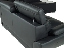 Sofá|LINEA SOFA Sofá de canto direito em pele de vaca NAHIA Preto