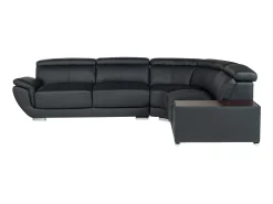 Sofá|LINEA SOFA Sofá de canto direito em pele de vaca NAHIA Preto