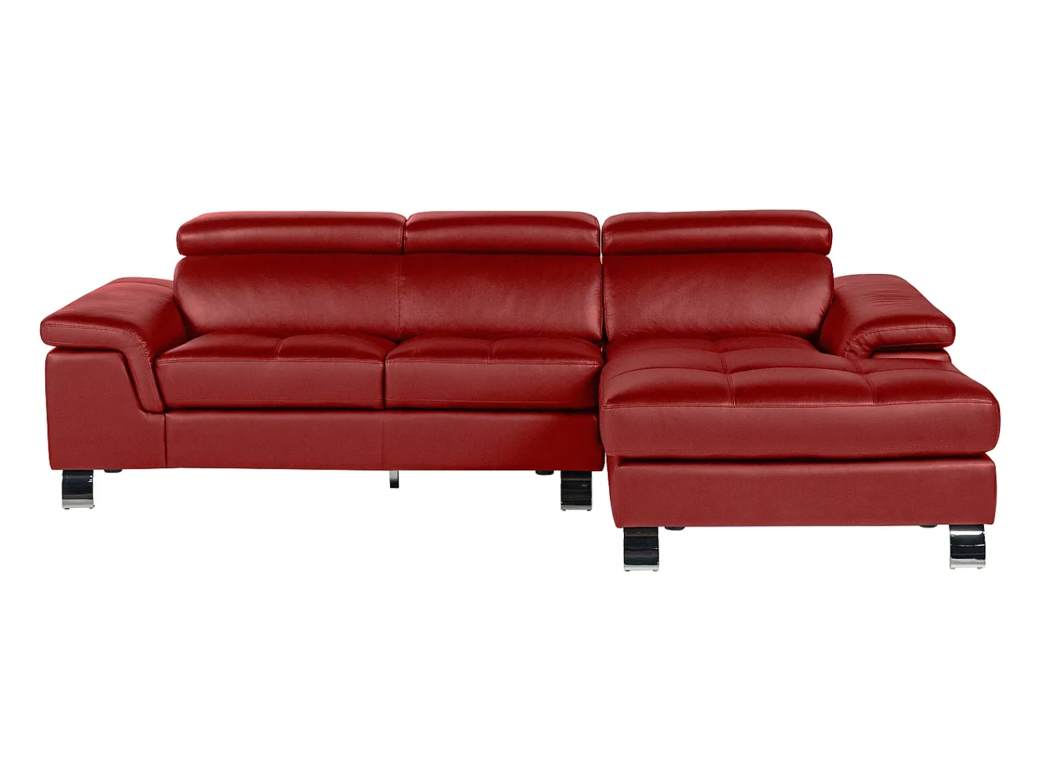 Sofá*Vente-unique Sofá de canto direito em pele MISHIMA Vermelho