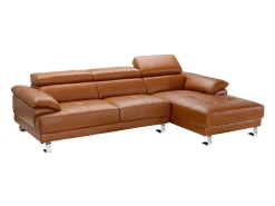 LINEA SOFA Sofá de canto direito em pele premium caramelo EXCELSIORA^ Sofá