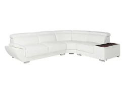 New LINEA SOFA Sofá de canto direito em pele de vaca NAHIA Branco
