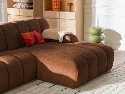Hot Vente-unique Sofá de canto direito em tecido chenille BELADON Terracota