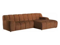 Hot Vente-unique Sofá de canto direito em tecido chenille BELADON Terracota
