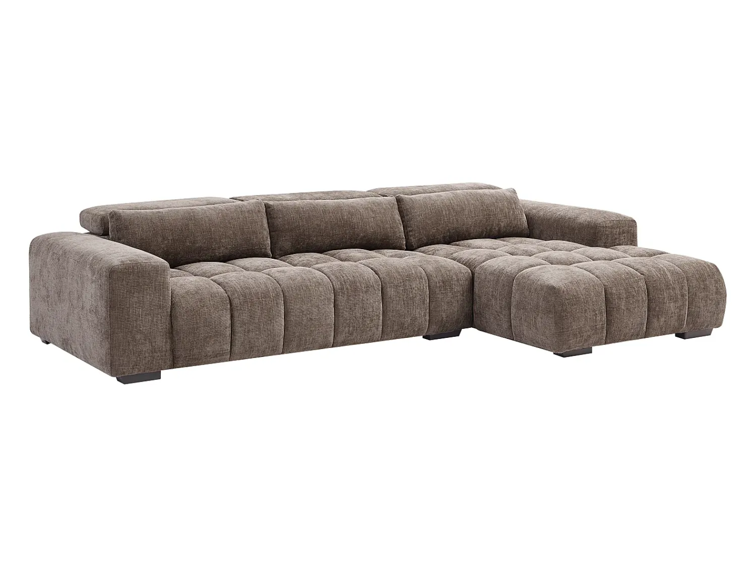 Outlet Vente-unique Sofá de canto direito em tecido texturizado LOPONZA Taupe